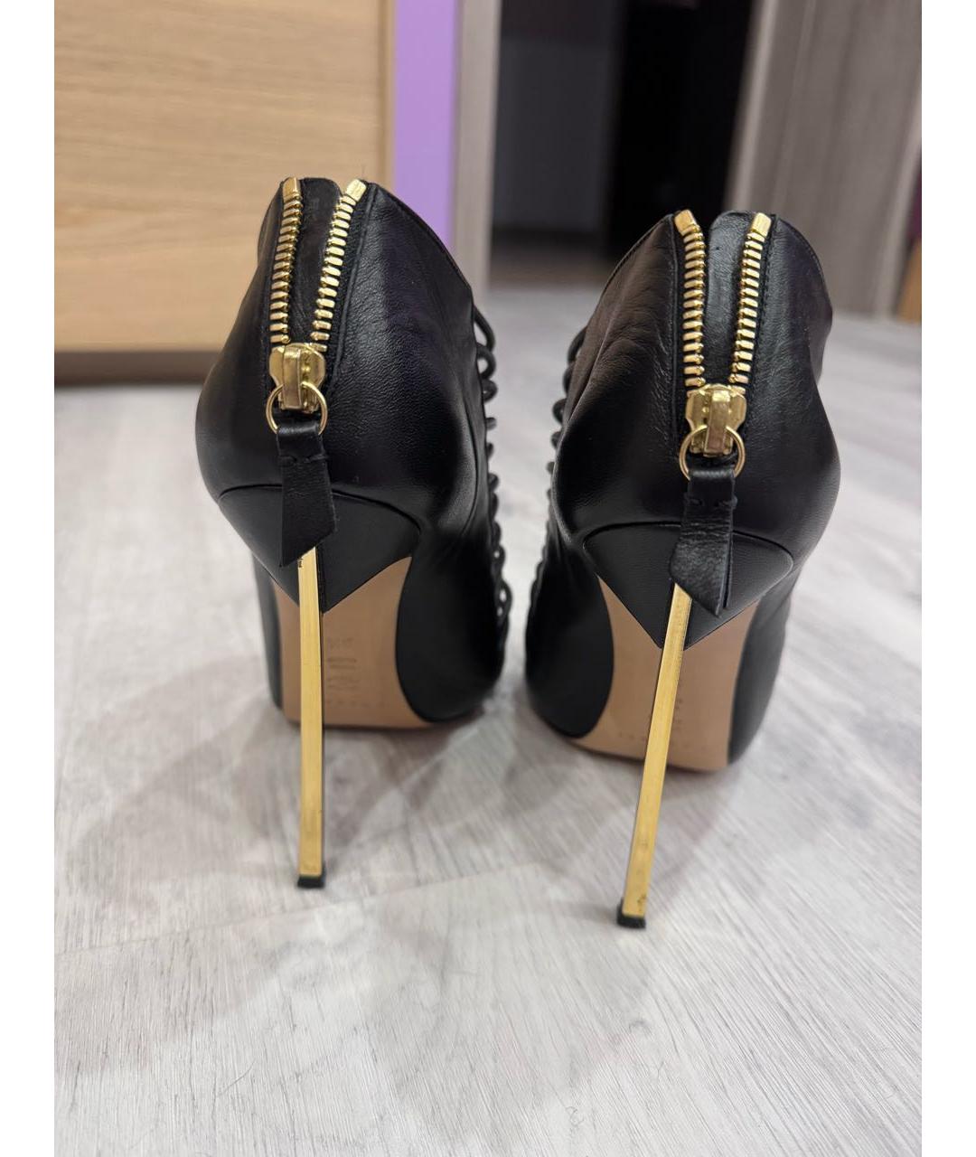 CASADEI Черные кожаные босоножки, фото 4