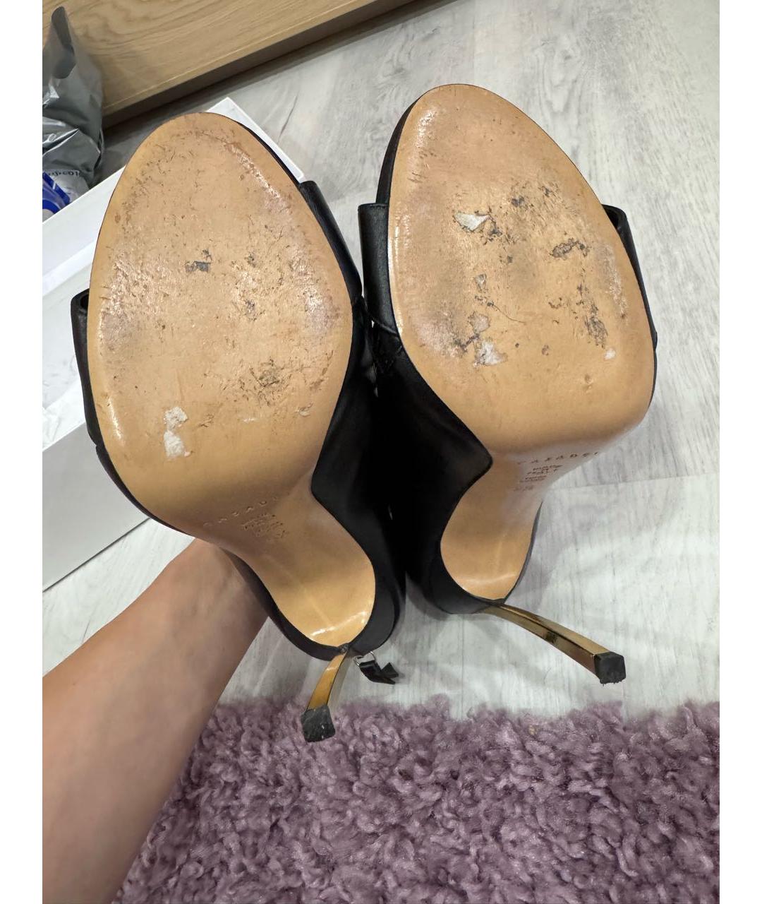 CASADEI Черные кожаные босоножки, фото 5