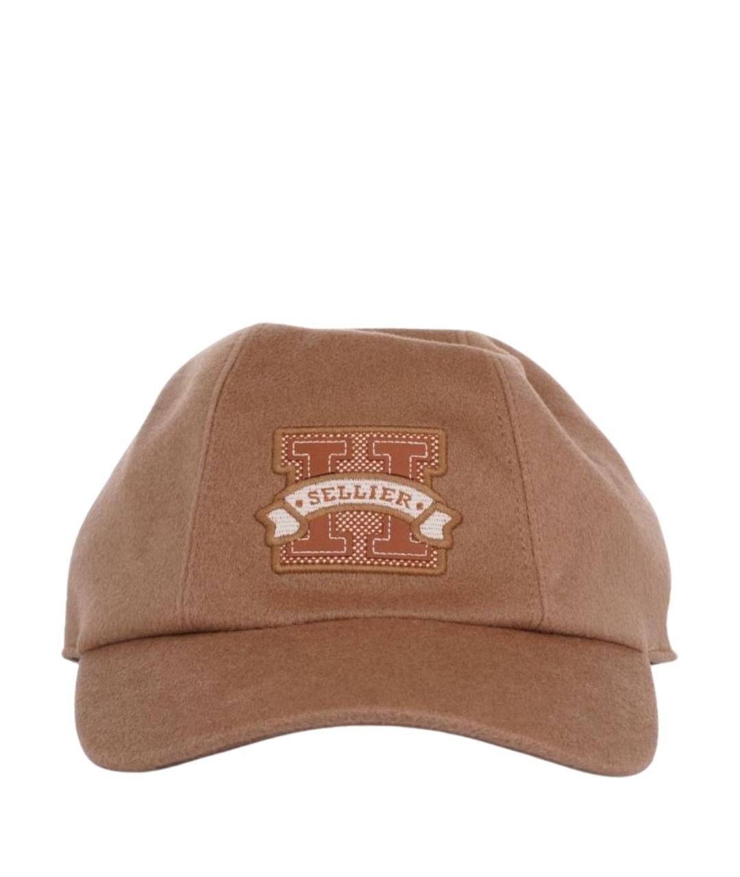 HERMES Коричневая кашемировая кепка, фото 1