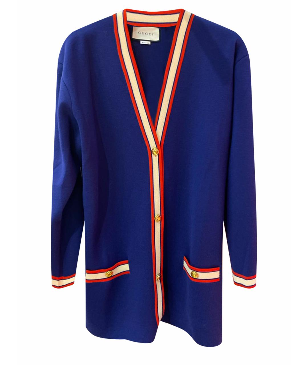 GUCCI Синий шерстяной кардиган, фото 1