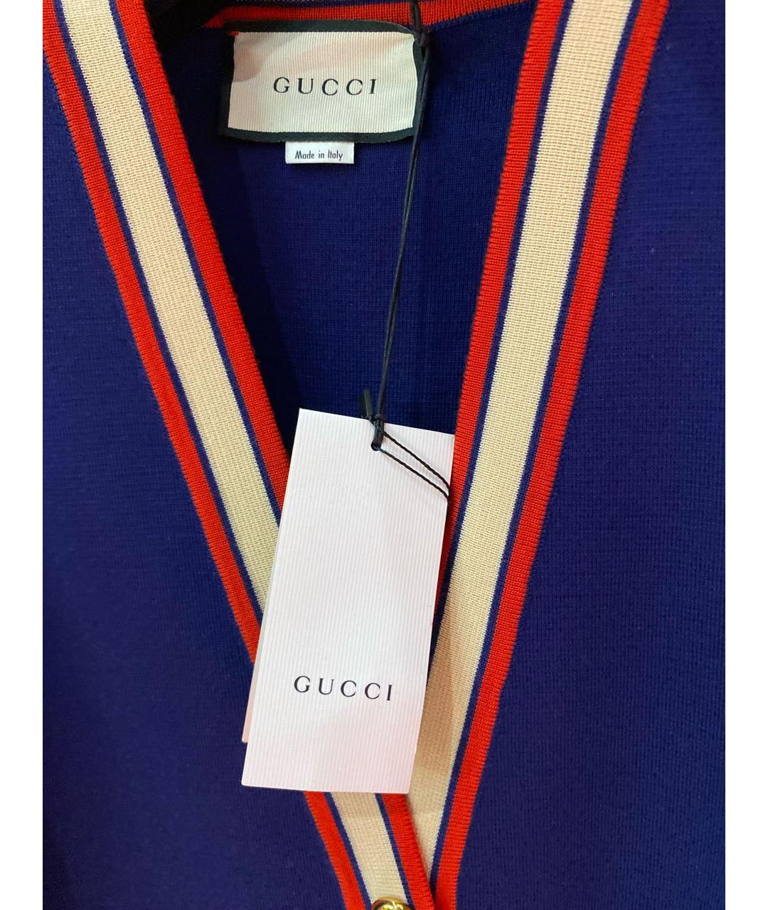GUCCI Синий шерстяной кардиган, фото 3
