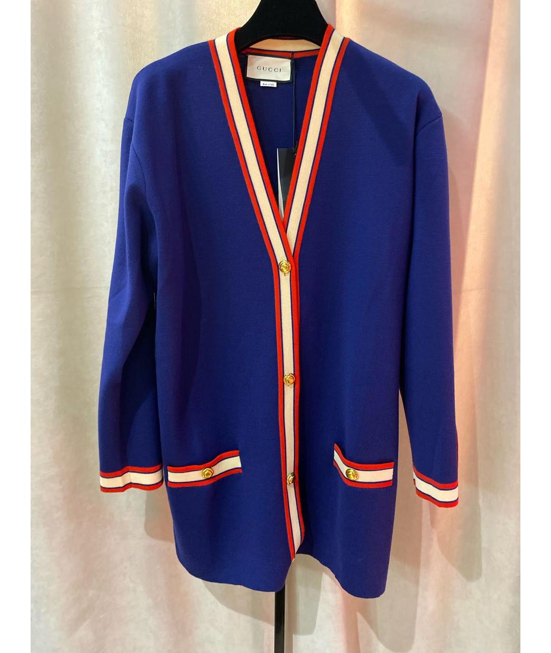 GUCCI Синий шерстяной кардиган, фото 8
