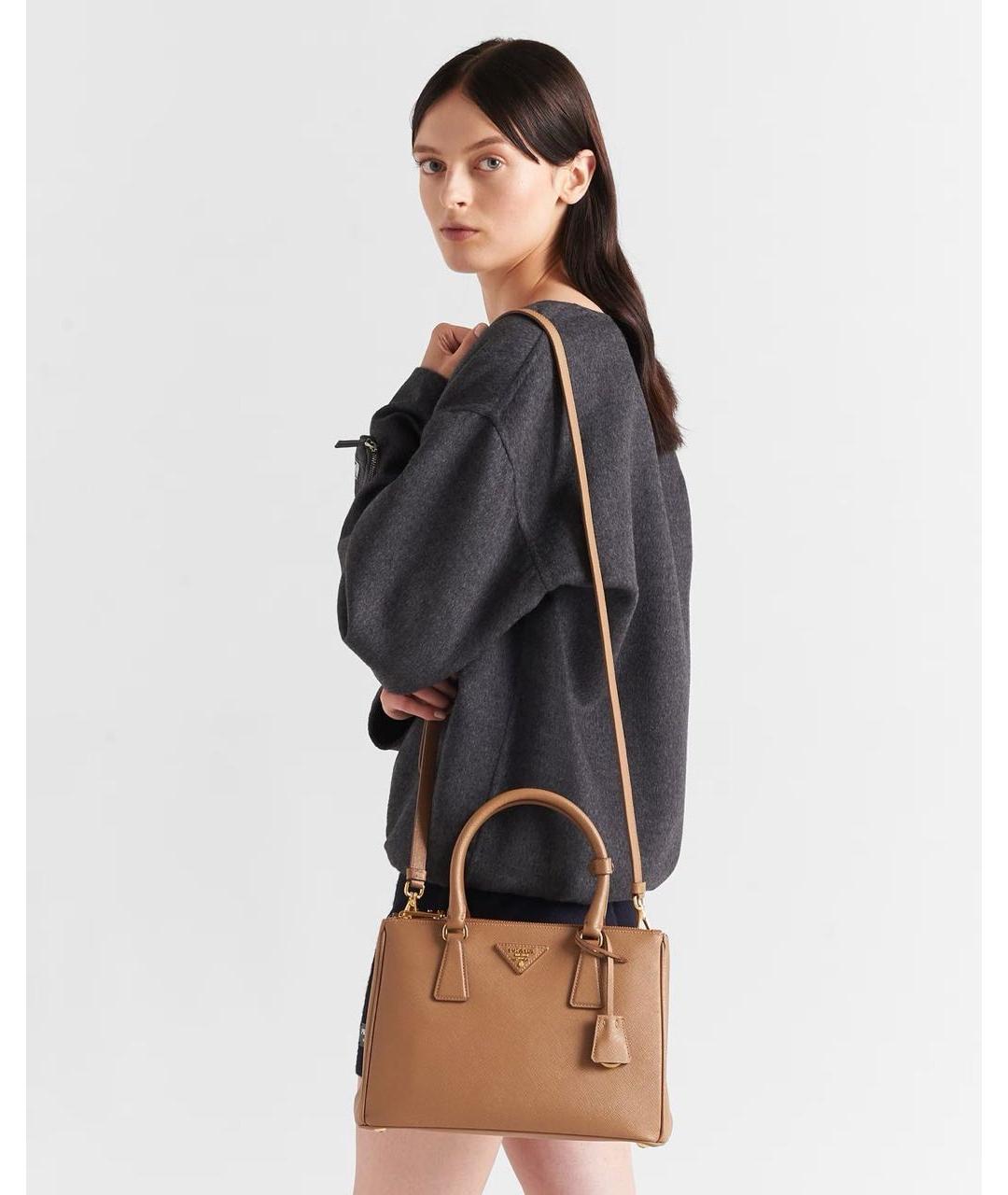 PRADA Коричневая кожаная сумка тоут, фото 7