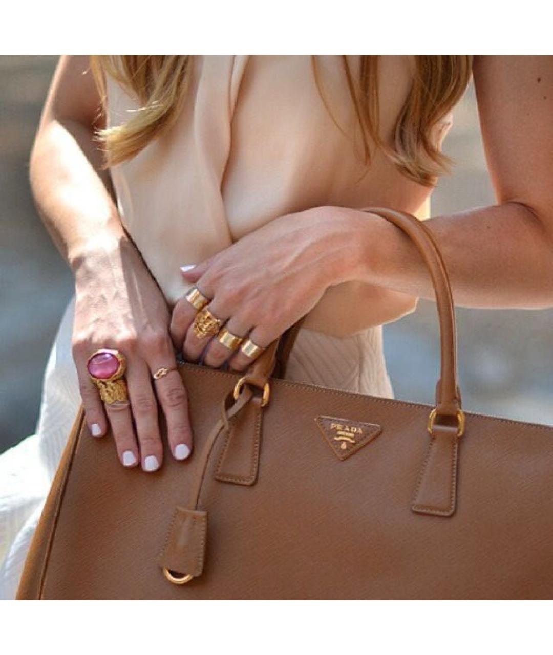 PRADA Коричневая кожаная сумка тоут, фото 8