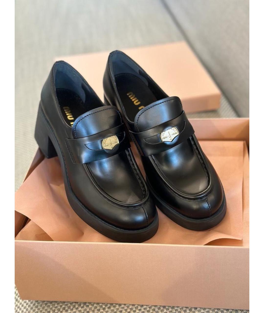 MIU MIU Черные кожаные лоферы, фото 2