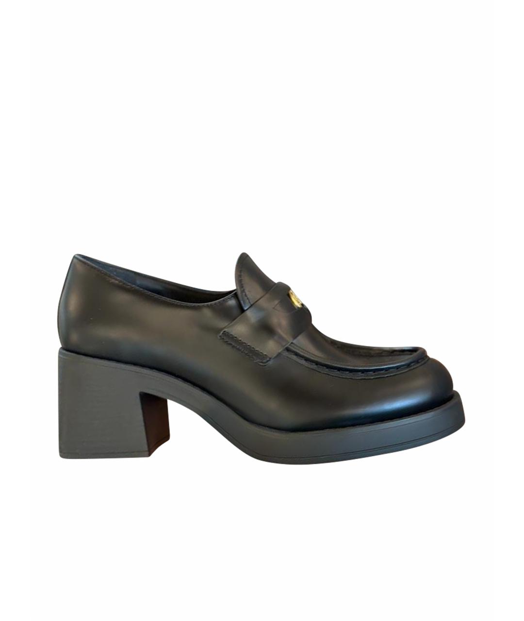 MIU MIU Черные кожаные лоферы, фото 1