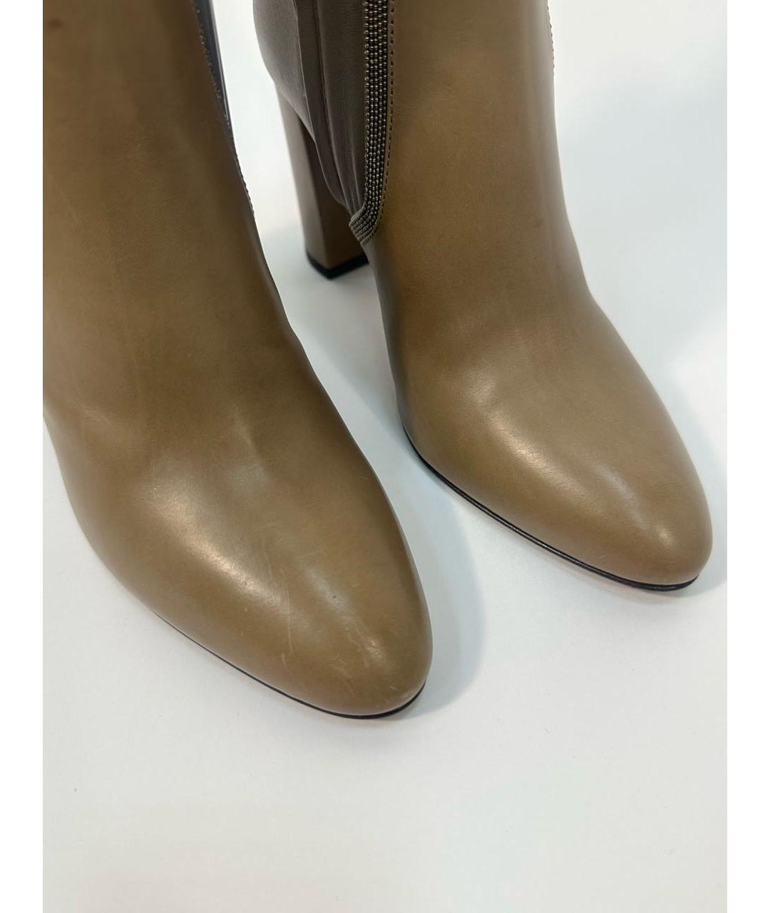 BRUNELLO CUCINELLI Коричневые кожаные ботильоны, фото 8