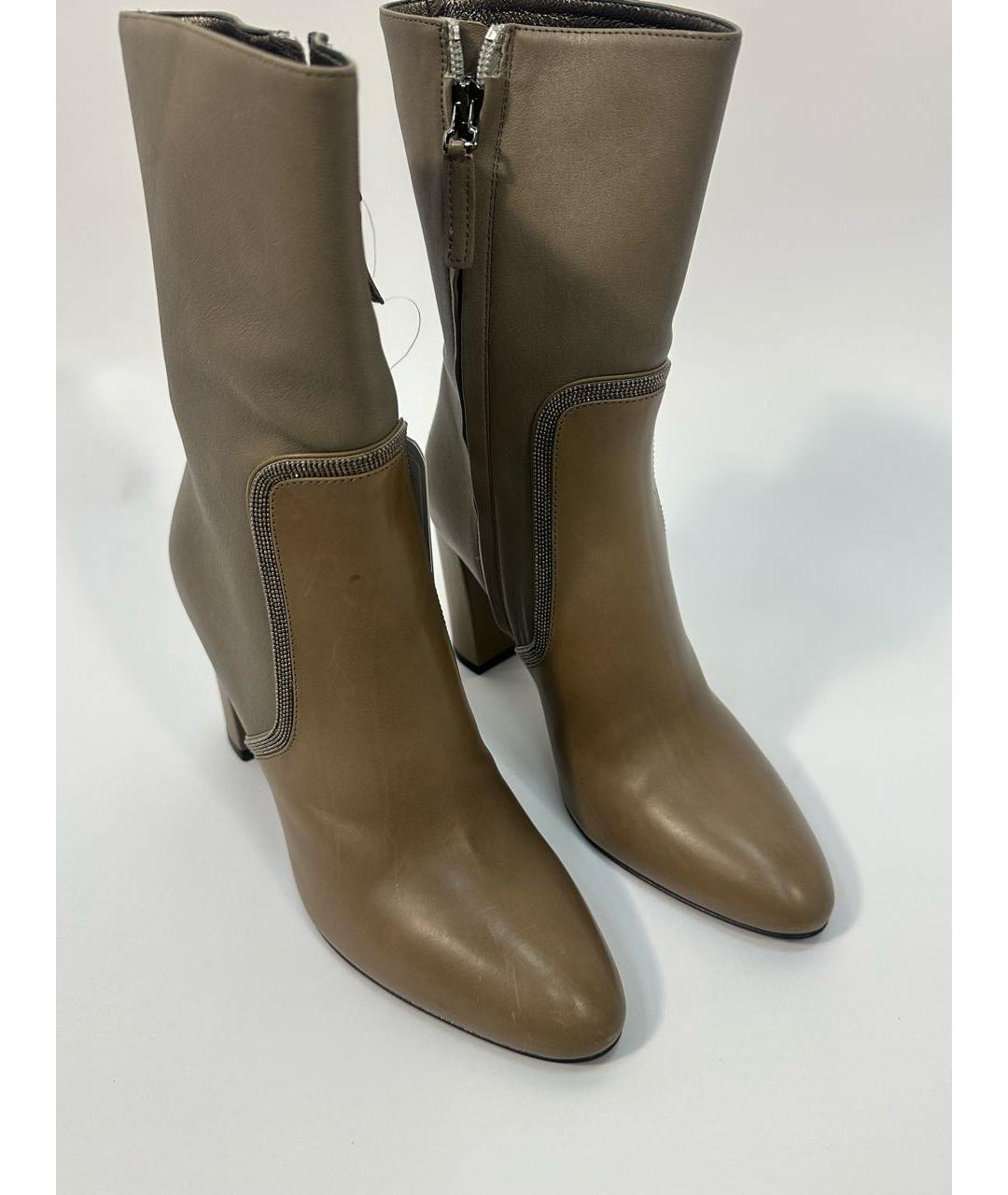 BRUNELLO CUCINELLI Коричневые кожаные ботильоны, фото 2