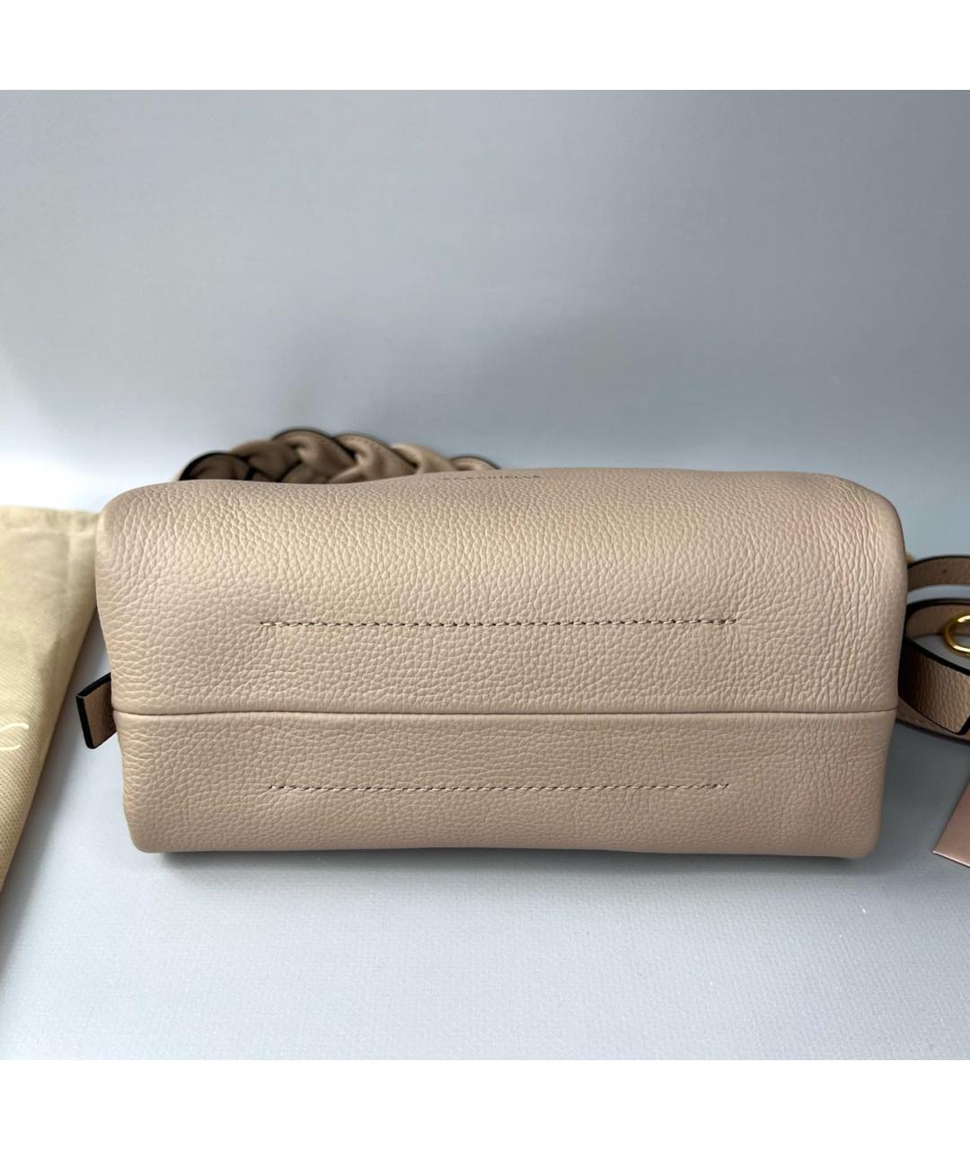 COCCINELLE Бежевая кожаная сумка с короткими ручками, фото 6