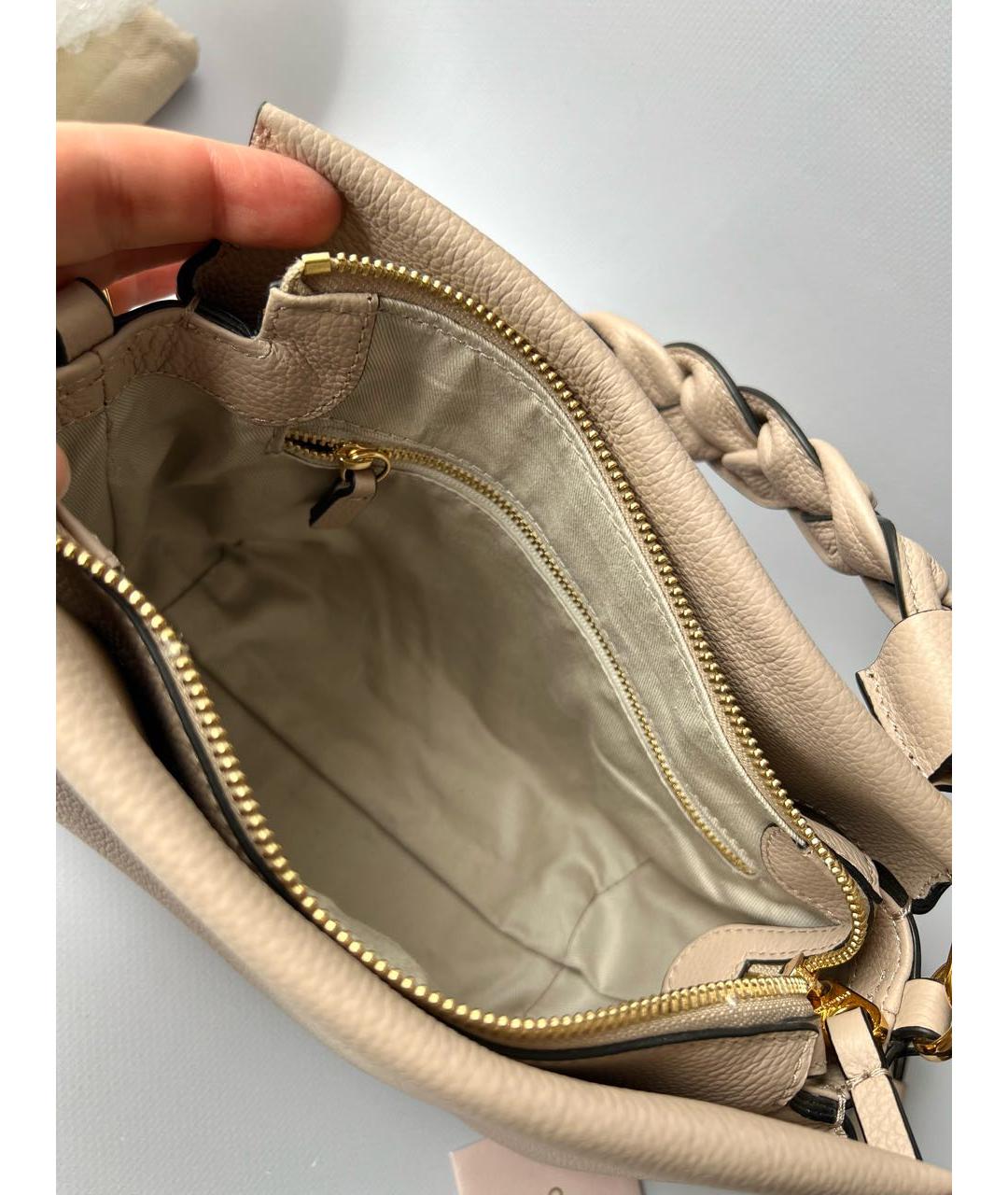 COCCINELLE Бежевая кожаная сумка с короткими ручками, фото 4