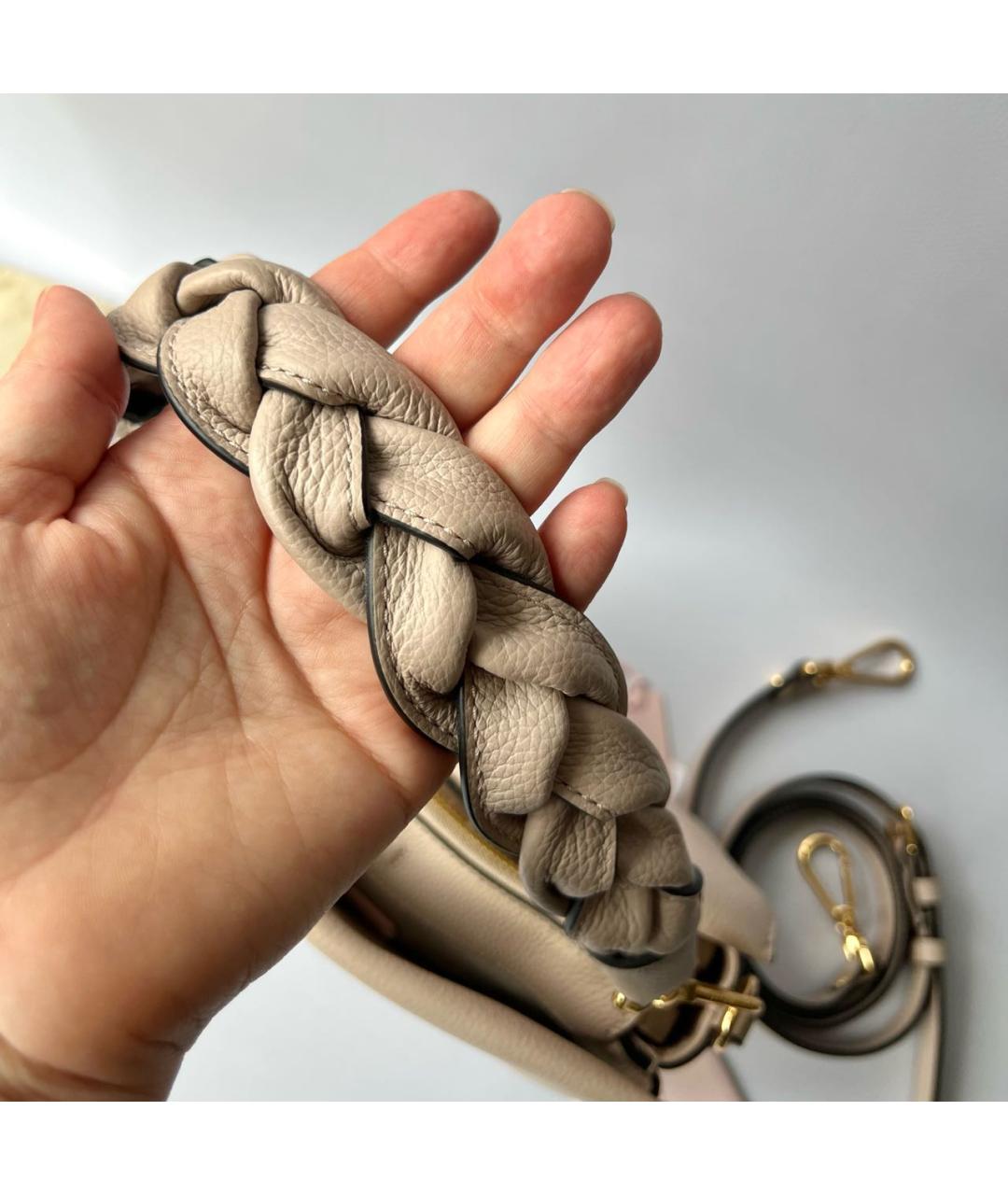 COCCINELLE Бежевая кожаная сумка с короткими ручками, фото 7