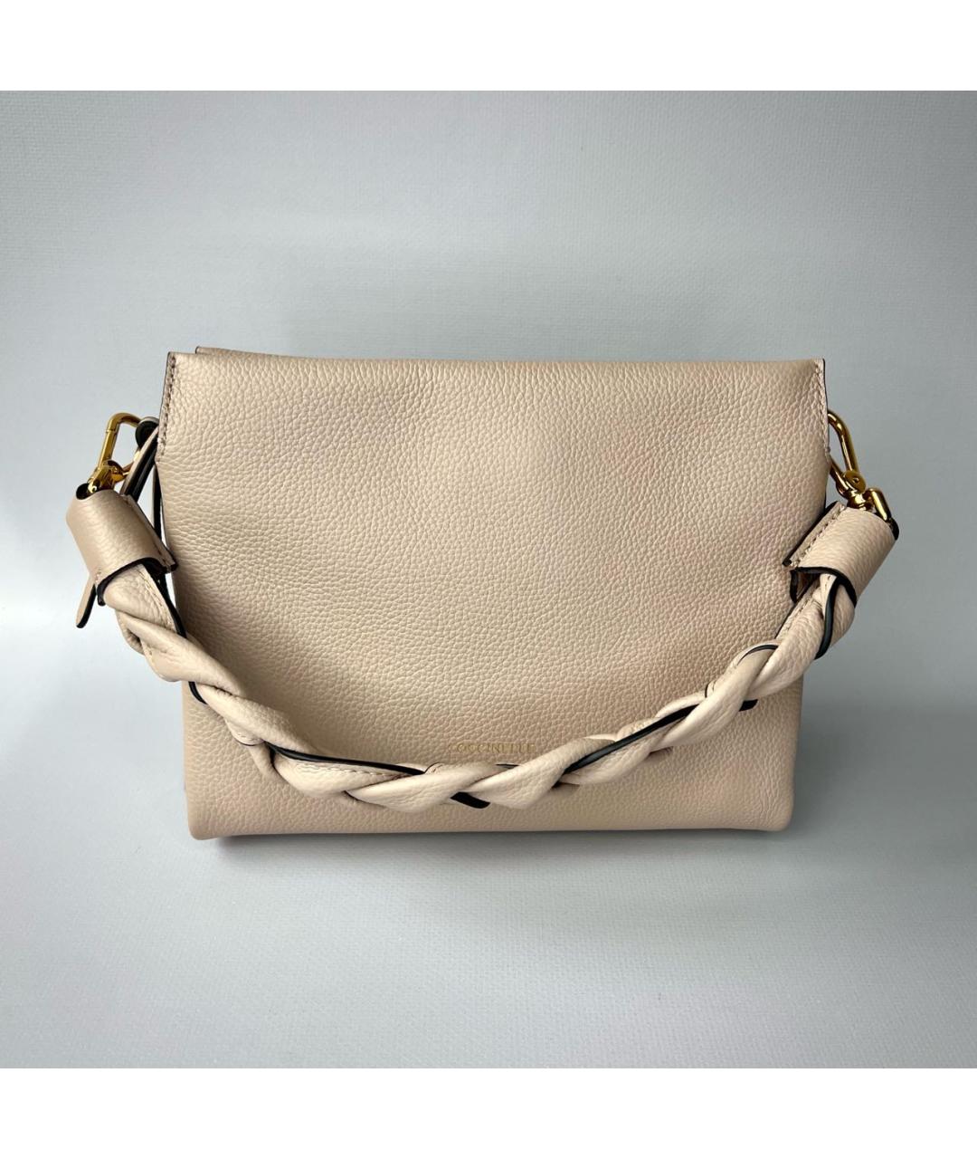 COCCINELLE Бежевая кожаная сумка с короткими ручками, фото 3