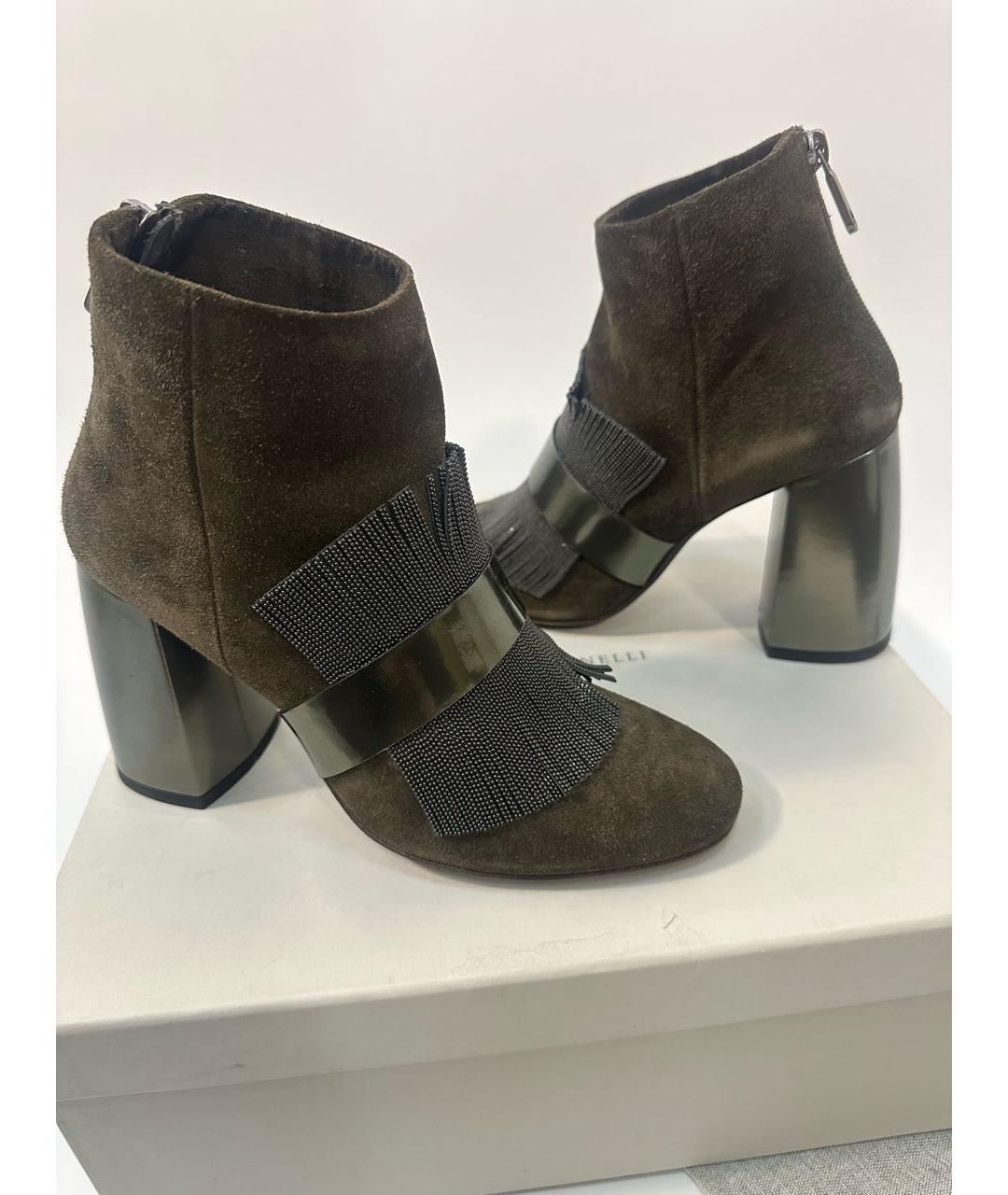 BRUNELLO CUCINELLI Коричневые нубуковые полусапоги, фото 7