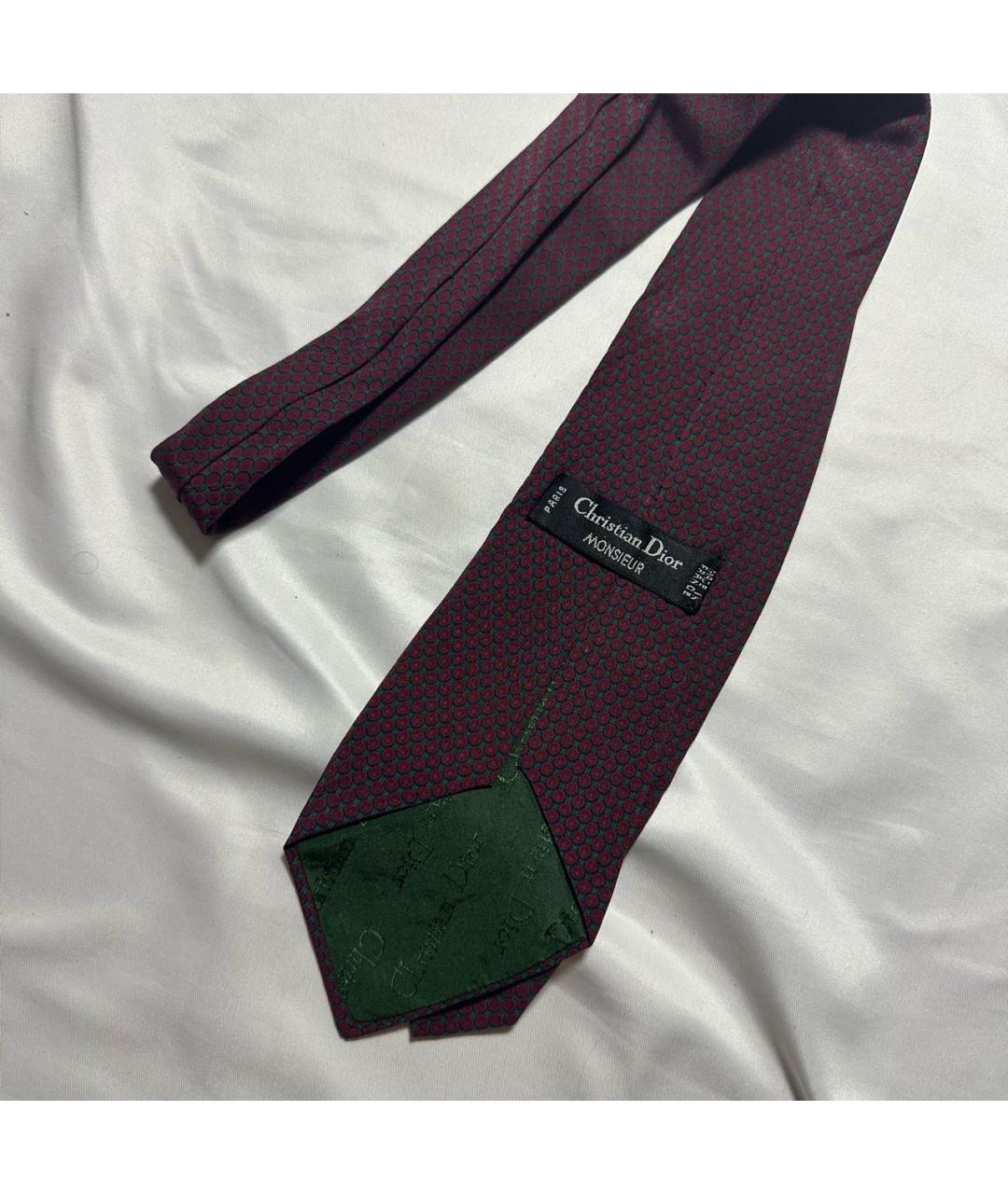 CHRISTIAN DIOR Бордовый шелковый галстук, фото 3