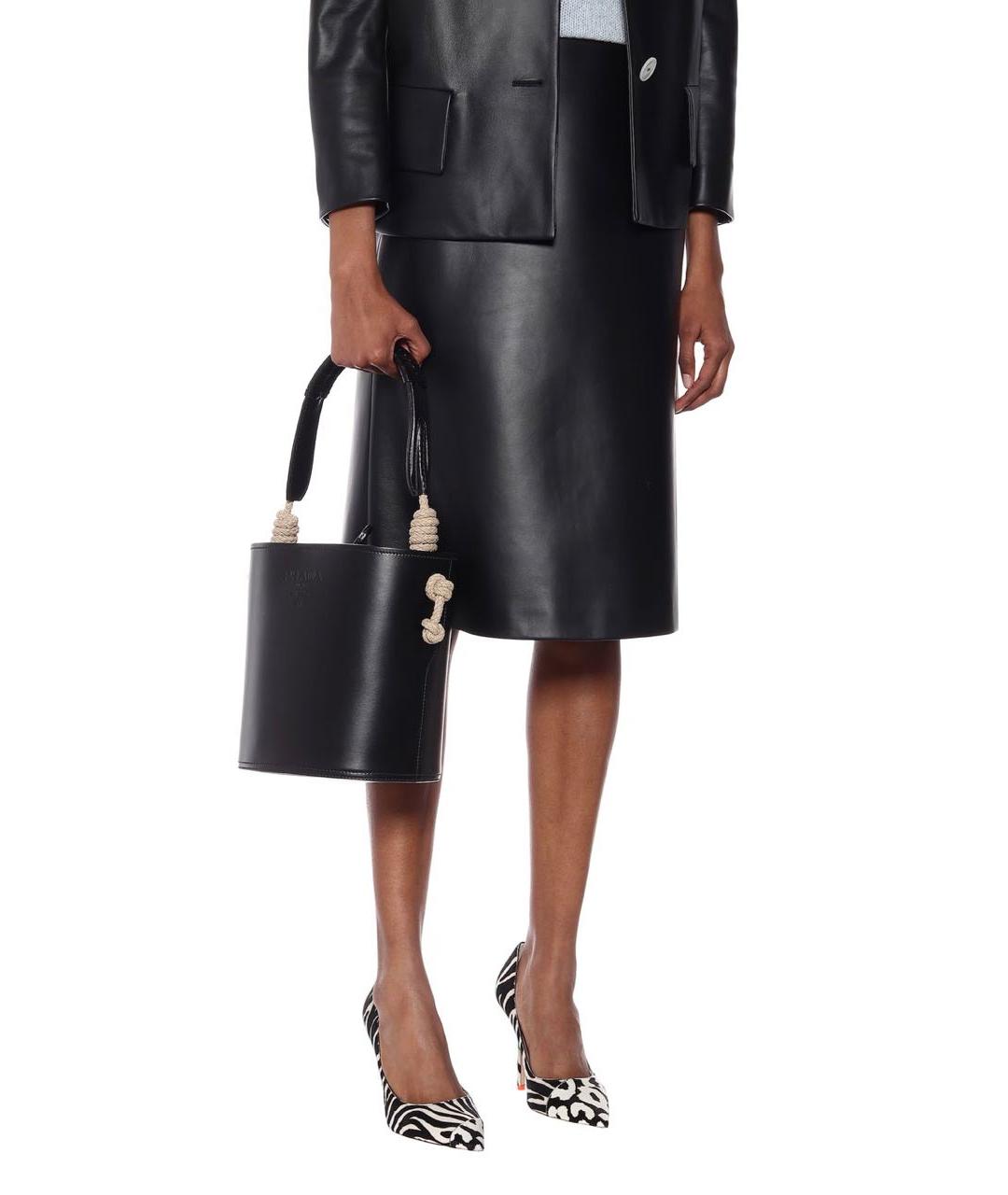 PRADA Черная кожаная сумка тоут, фото 6