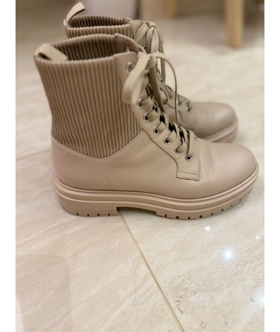 GIANVITO ROSSI Бежевые кожаные ботинки, фото 3