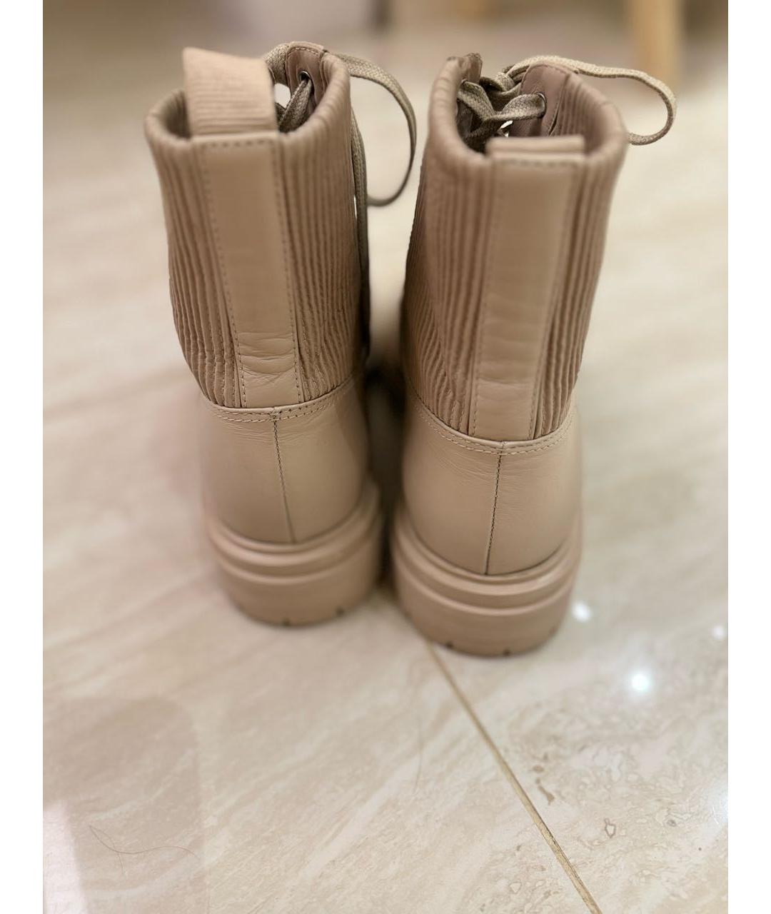GIANVITO ROSSI Бежевые кожаные ботинки, фото 4