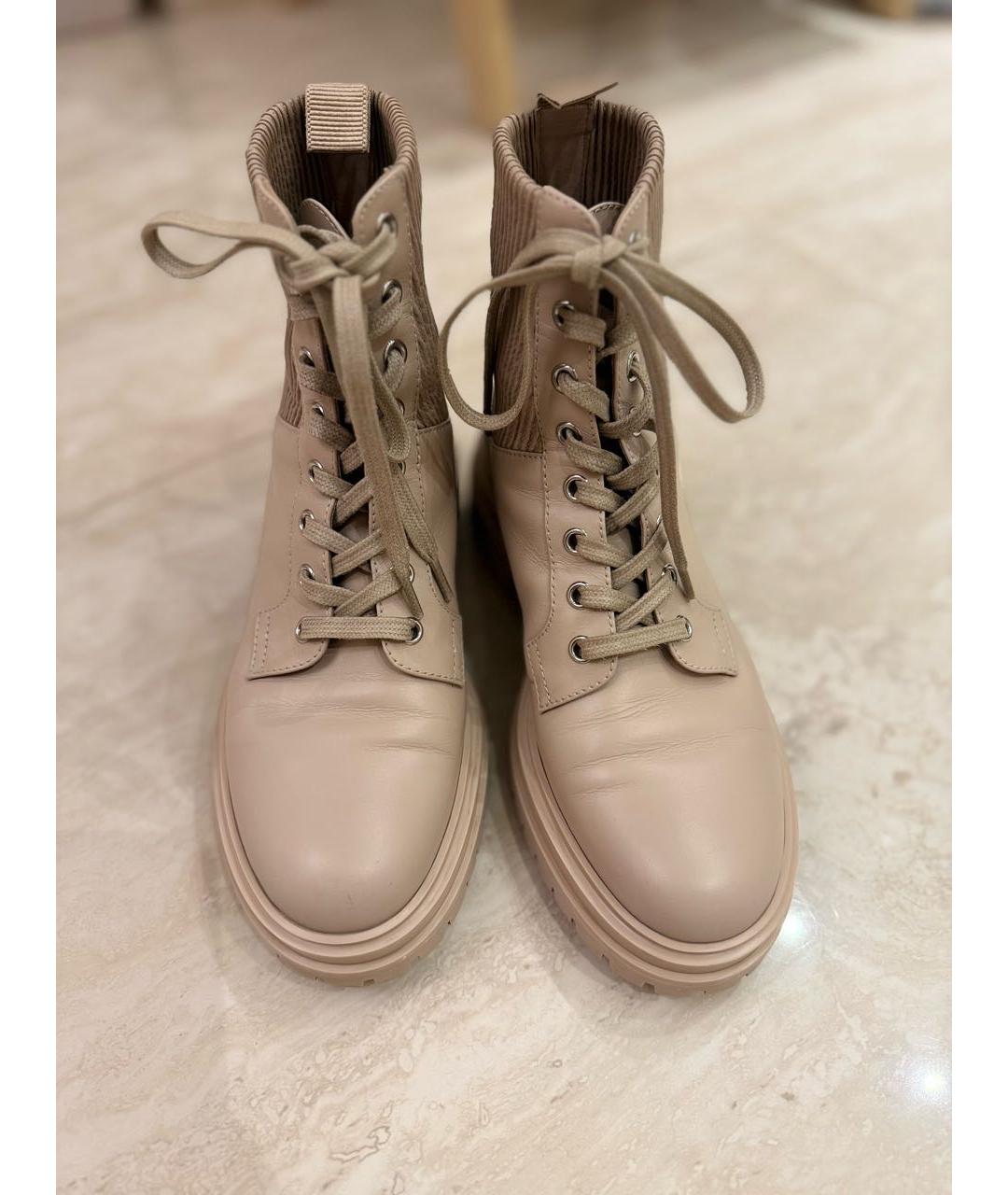 GIANVITO ROSSI Бежевые кожаные ботинки, фото 2