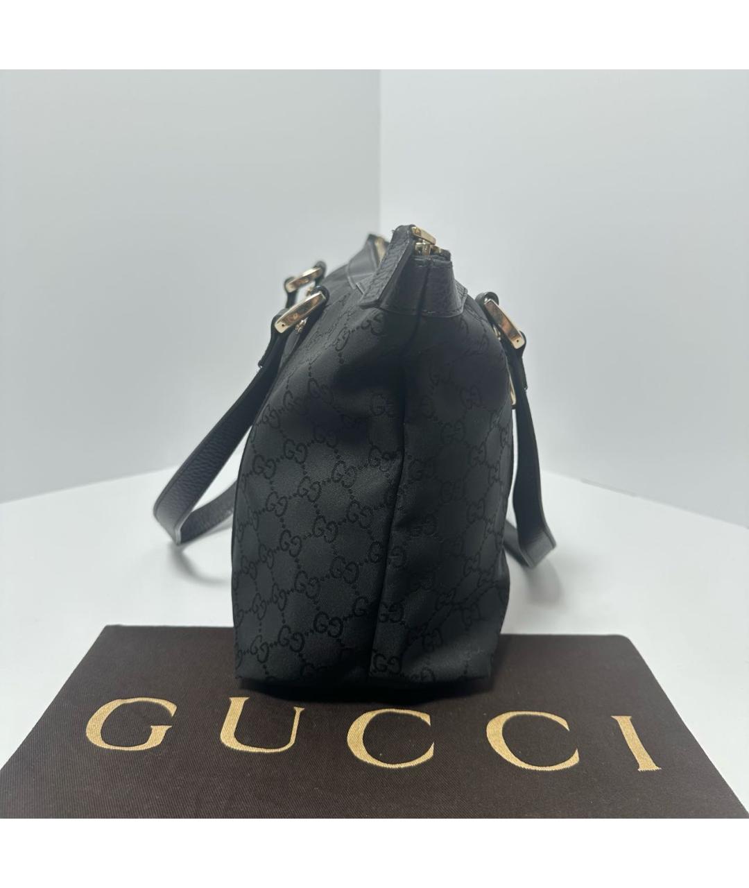 GUCCI Черная тканевая сумка тоут, фото 3