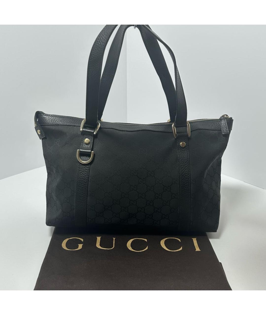 GUCCI Черная тканевая сумка тоут, фото 2