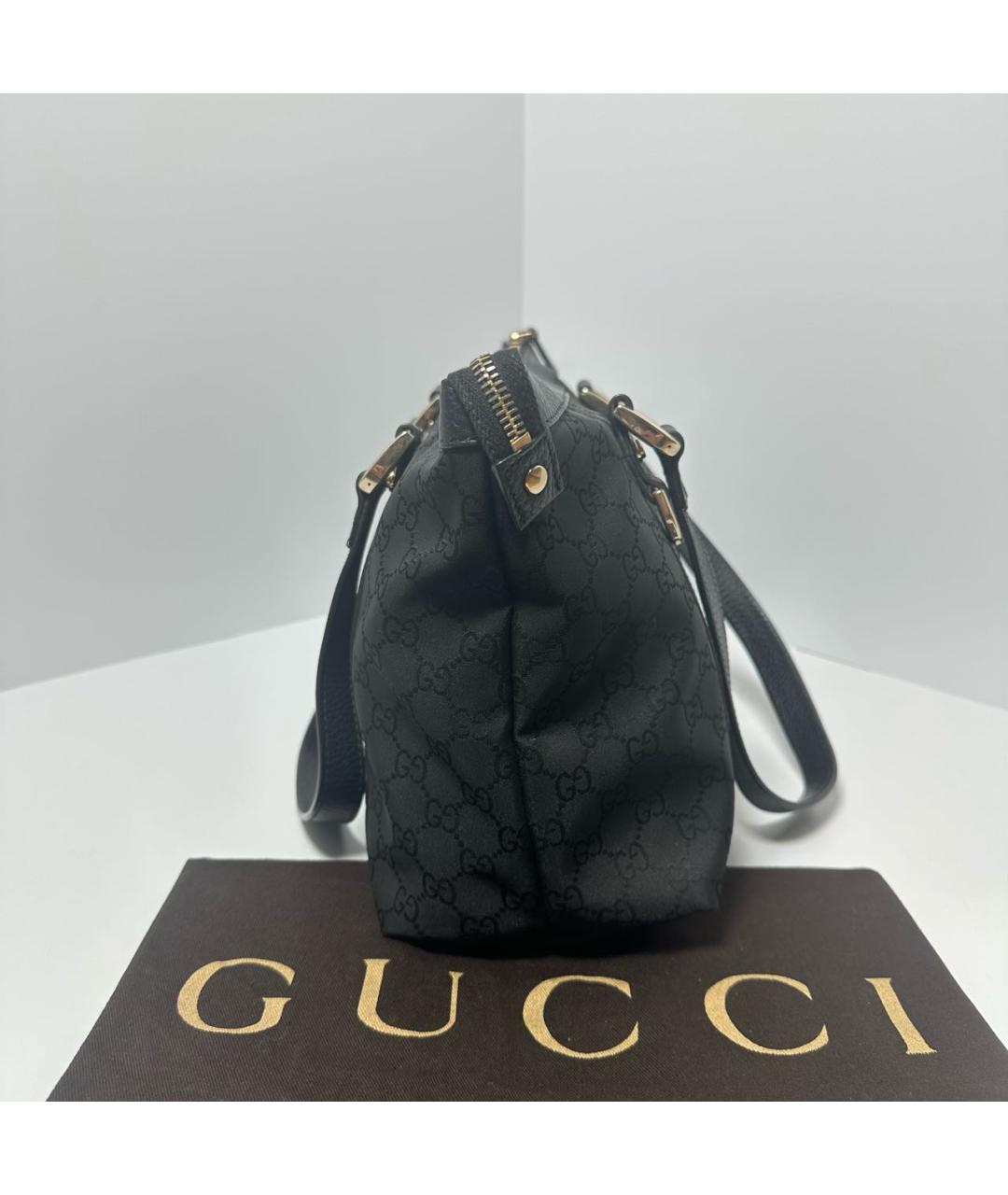 GUCCI Черная тканевая сумка тоут, фото 4