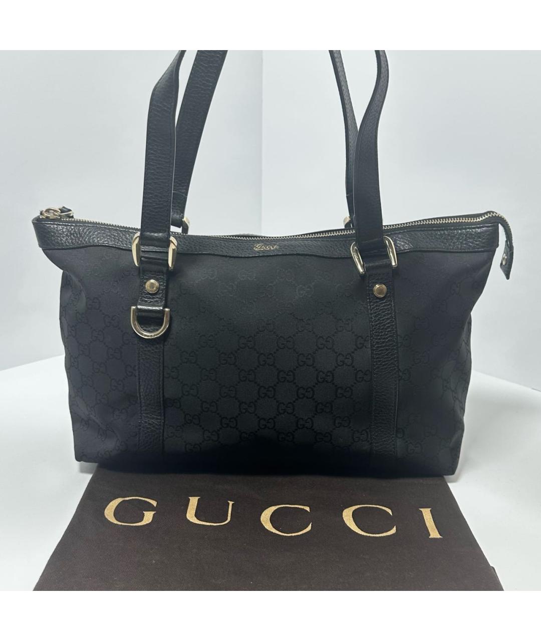 GUCCI Черная тканевая сумка тоут, фото 7