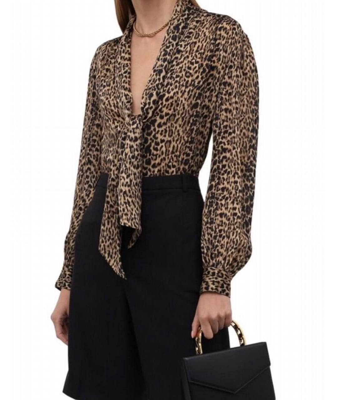 SAINT LAURENT Коричневая шелковая блузы, фото 5