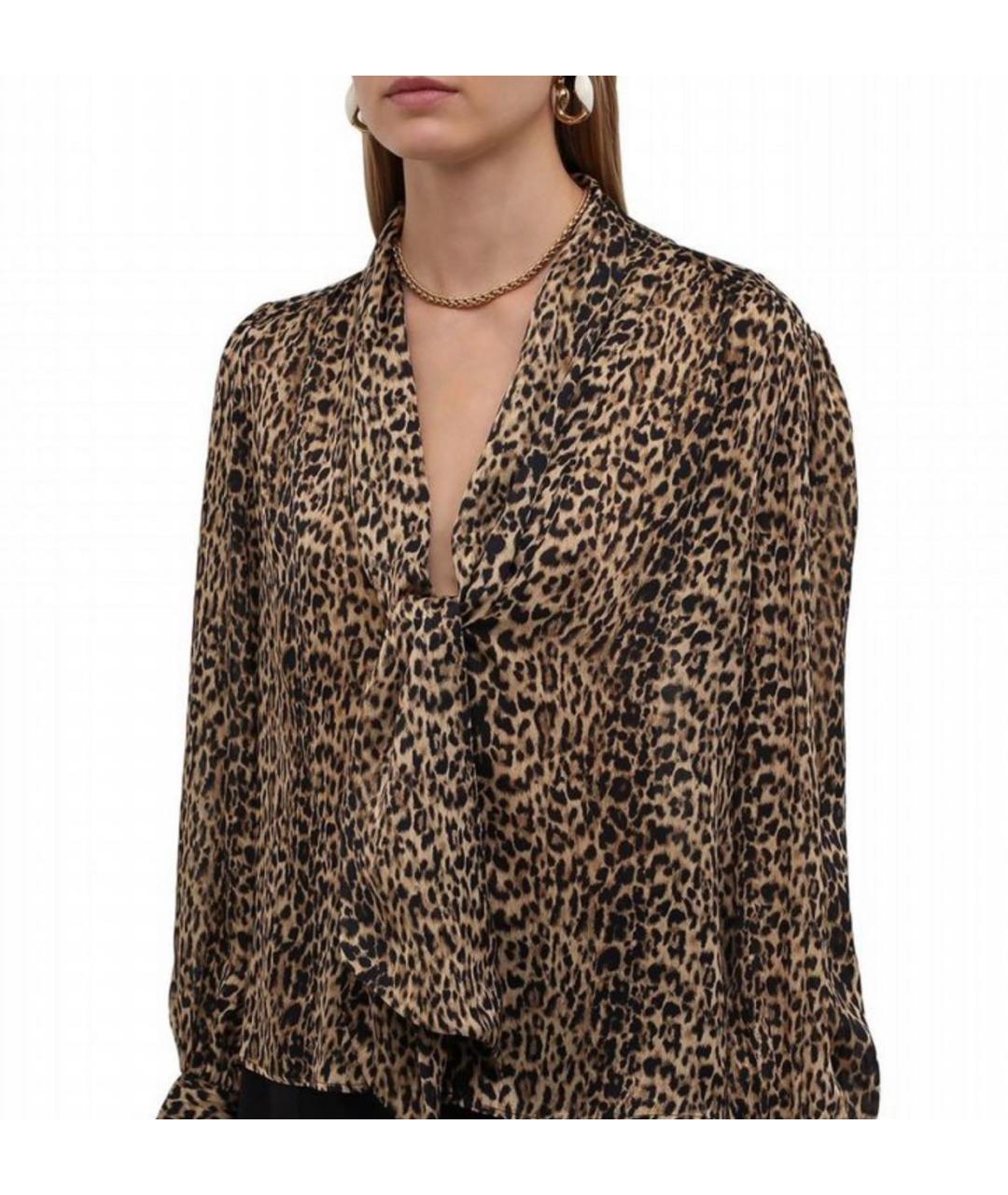 SAINT LAURENT Коричневая шелковая блузы, фото 3