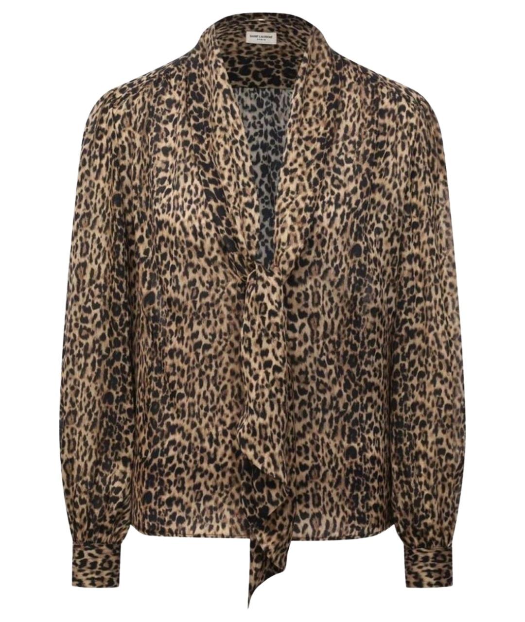 SAINT LAURENT Коричневая шелковая блузы, фото 1