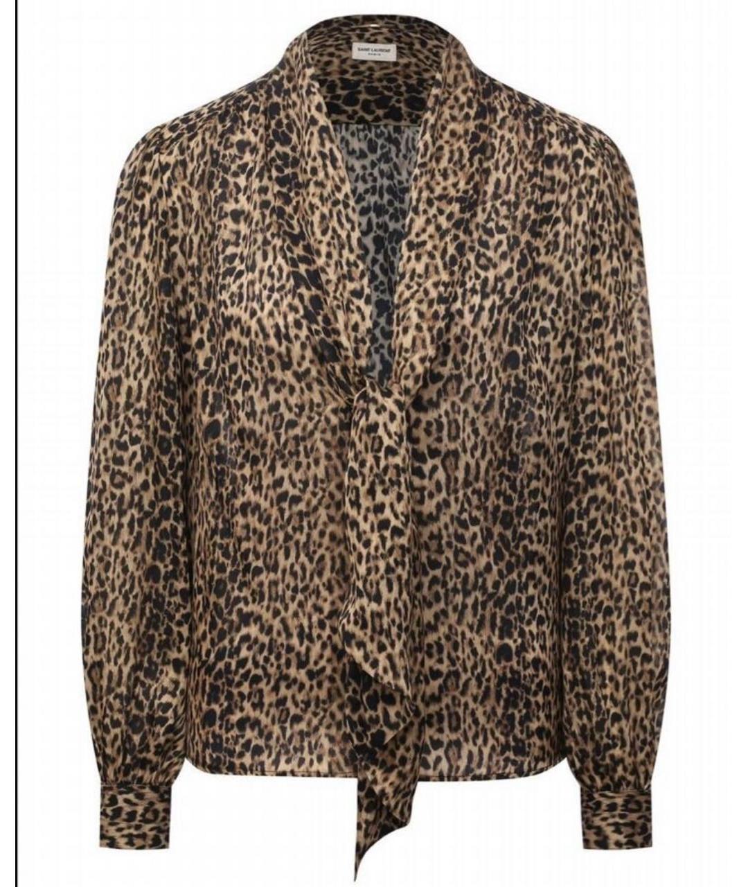 SAINT LAURENT Коричневая шелковая блузы, фото 8