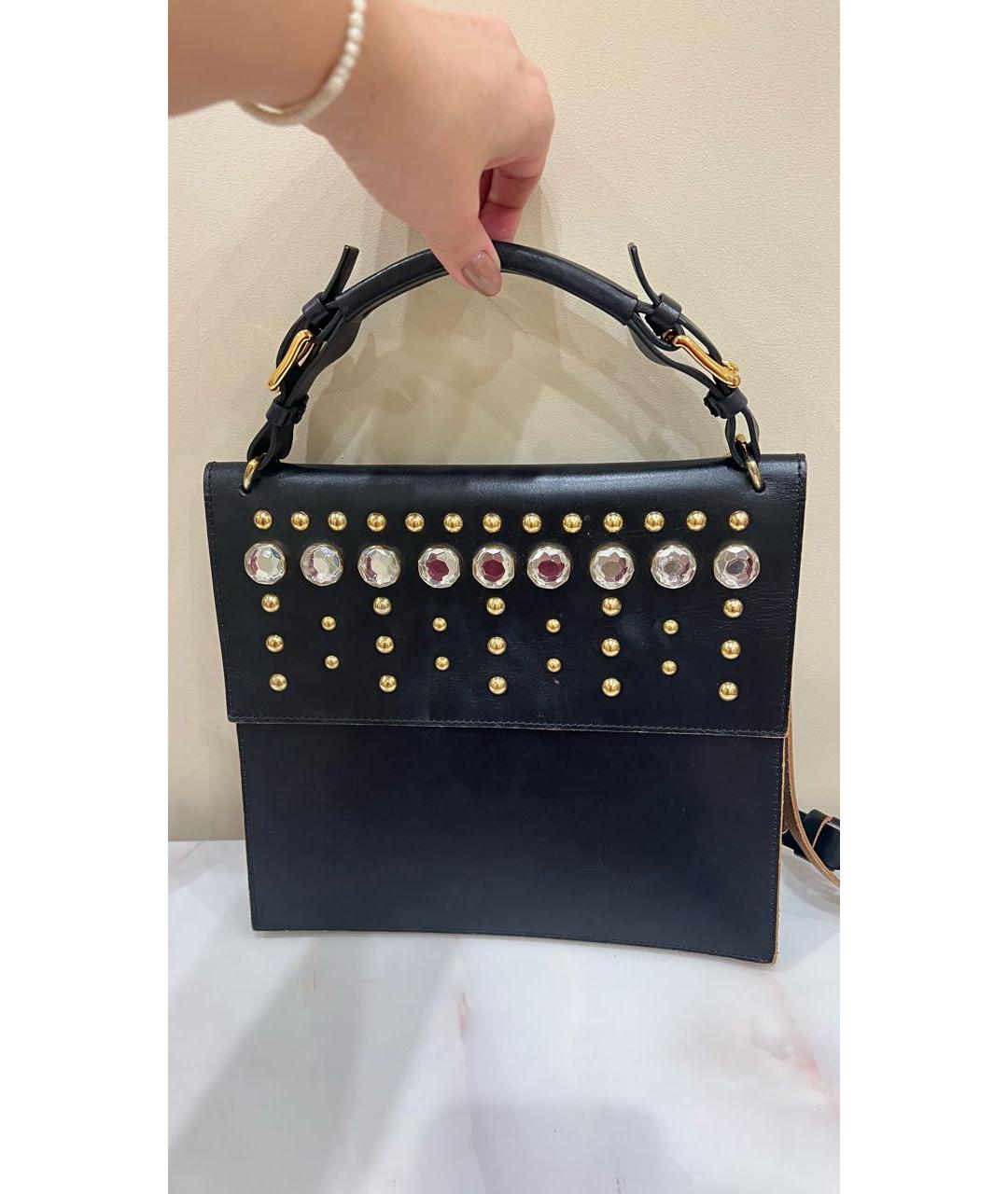 MARNI Черная кожаная сумка с короткими ручками, фото 9