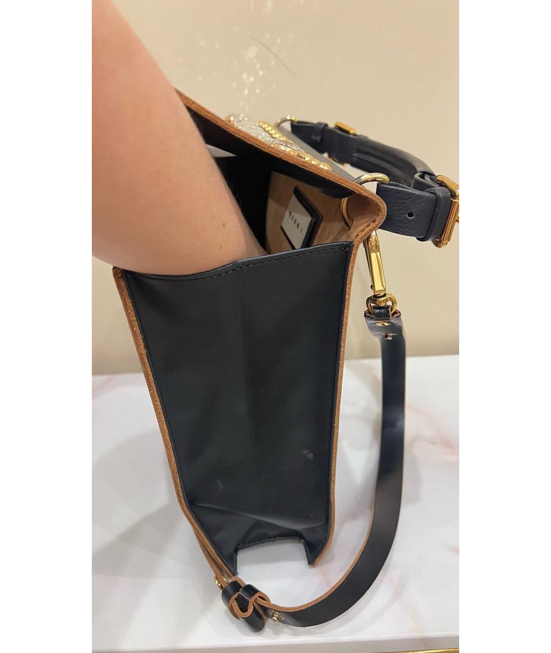 MARNI Черная кожаная сумка с короткими ручками, фото 5