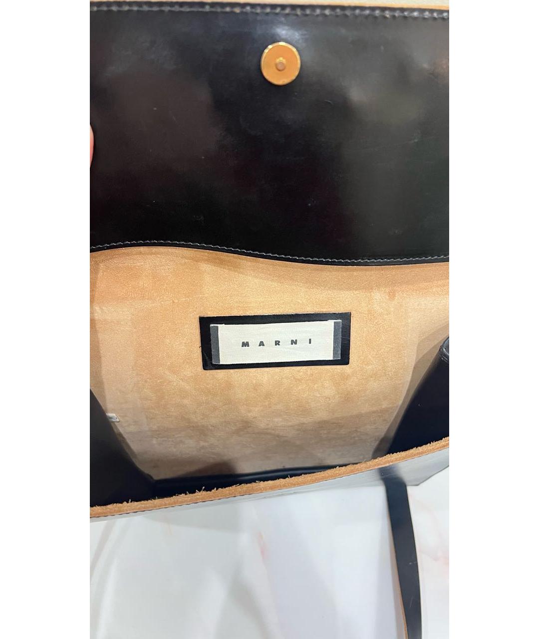MARNI Черная кожаная сумка с короткими ручками, фото 4