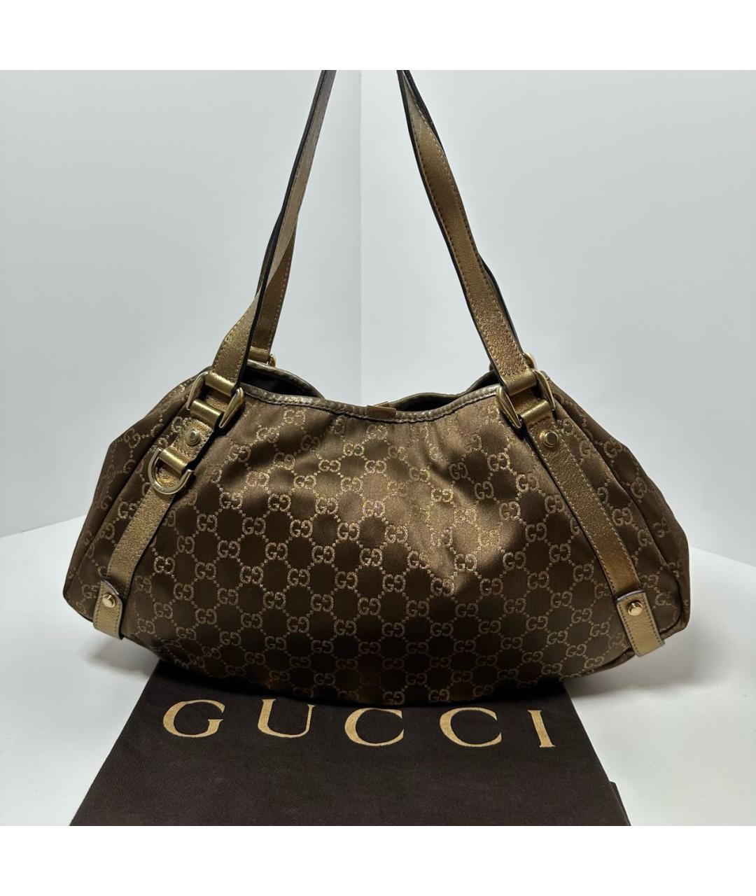 GUCCI Золотая тканевая сумка тоут, фото 6