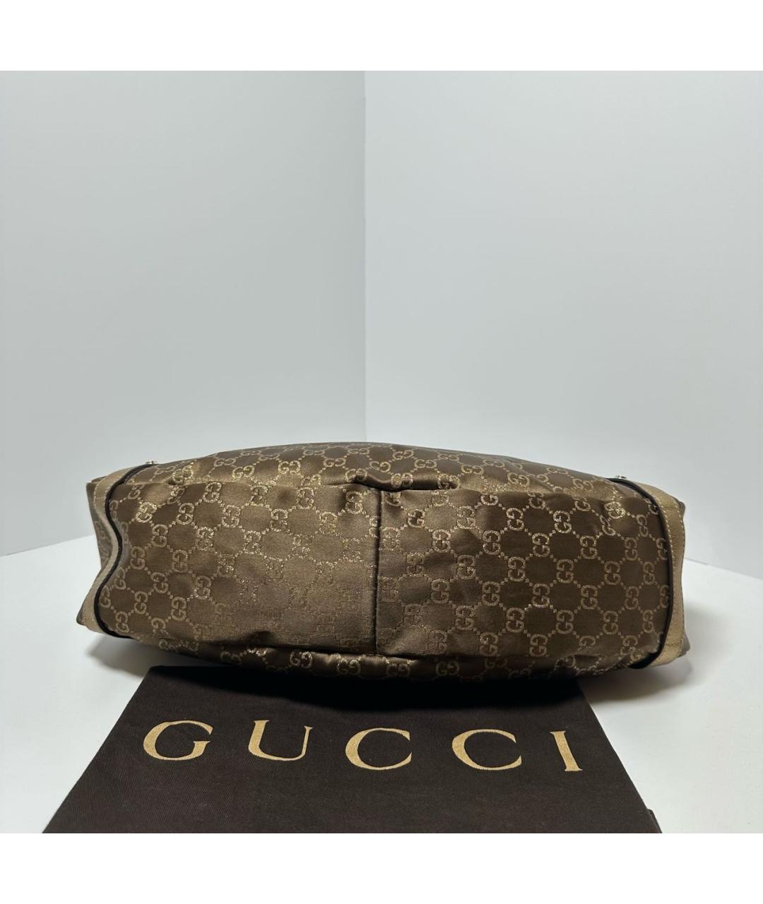 GUCCI Золотая тканевая сумка тоут, фото 3