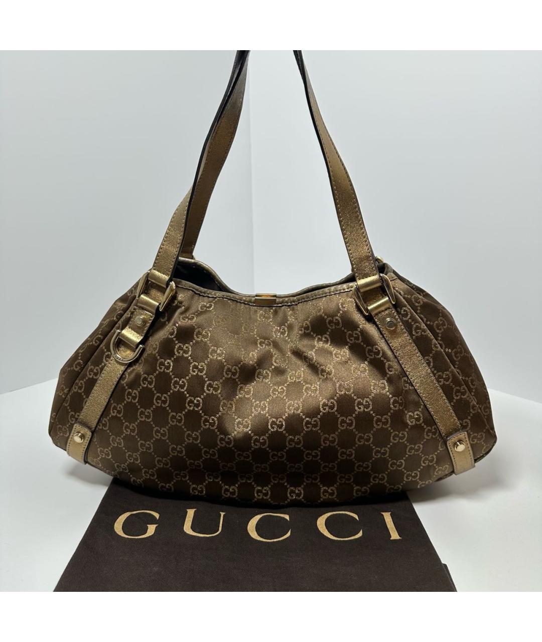 GUCCI Золотая тканевая сумка тоут, фото 2