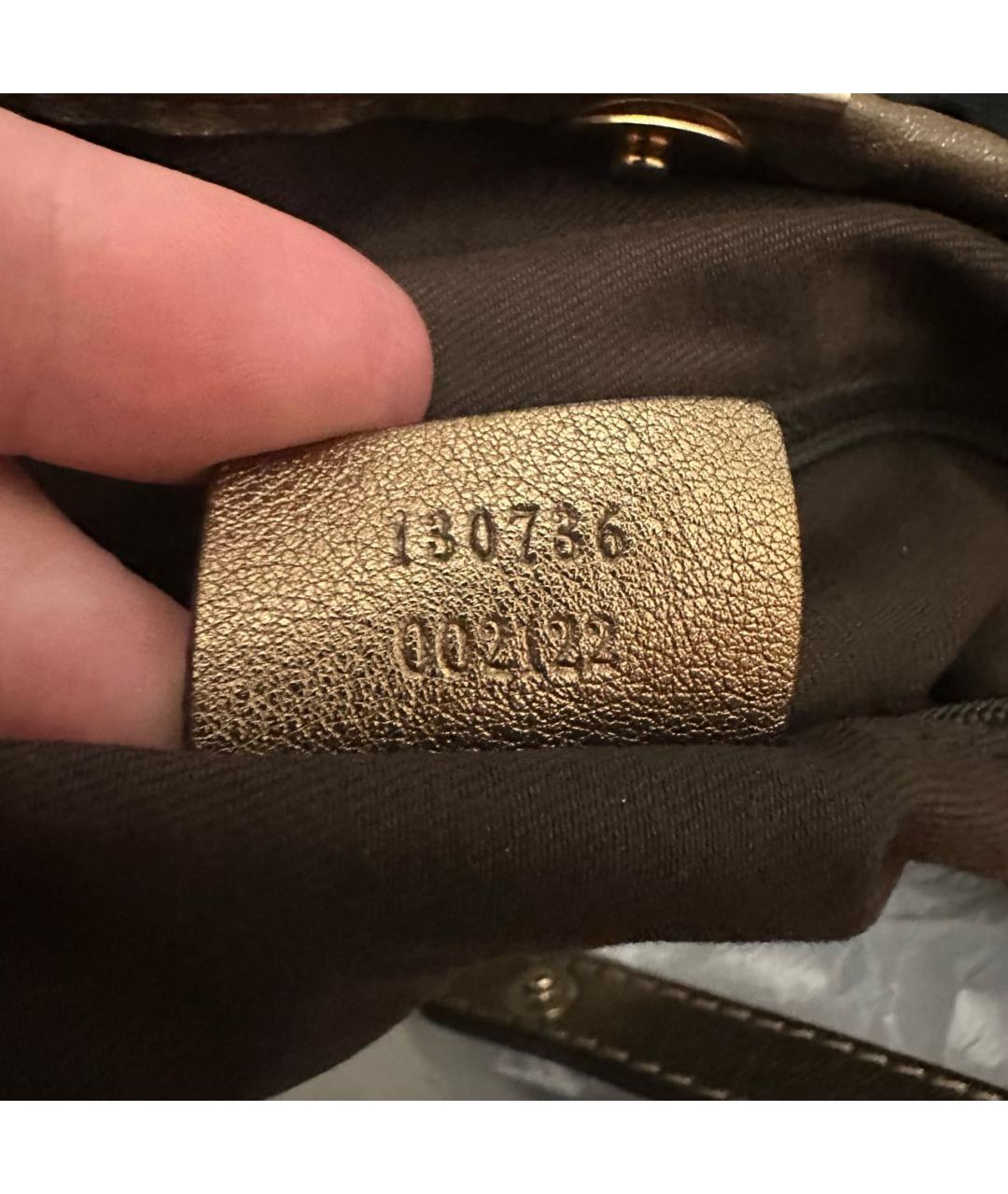 GUCCI Золотая тканевая сумка тоут, фото 5