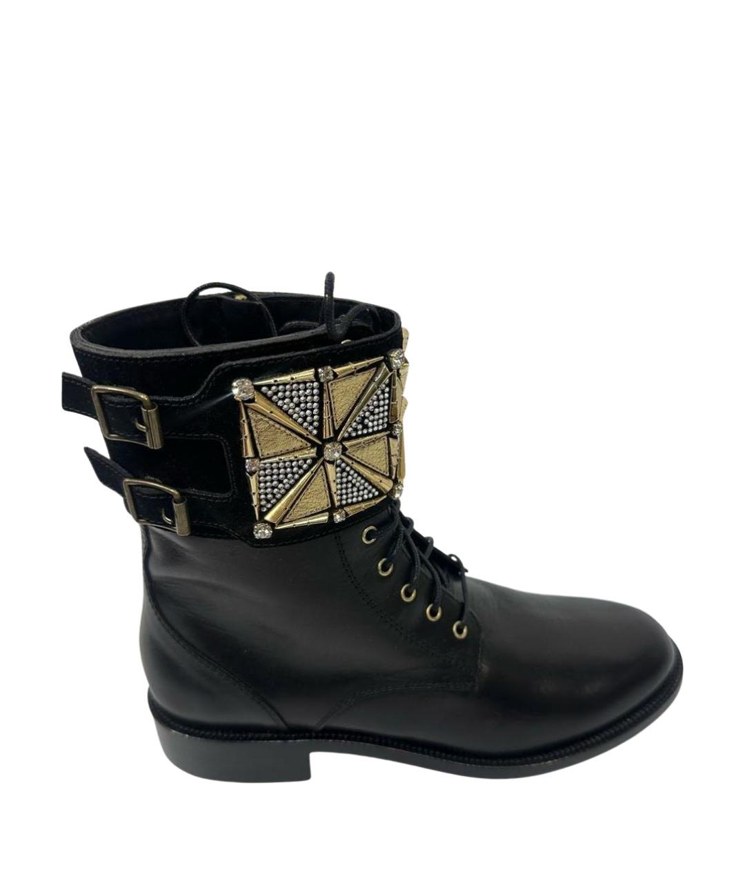 RENE CAOVILLA Черные кожаные ботинки, фото 1