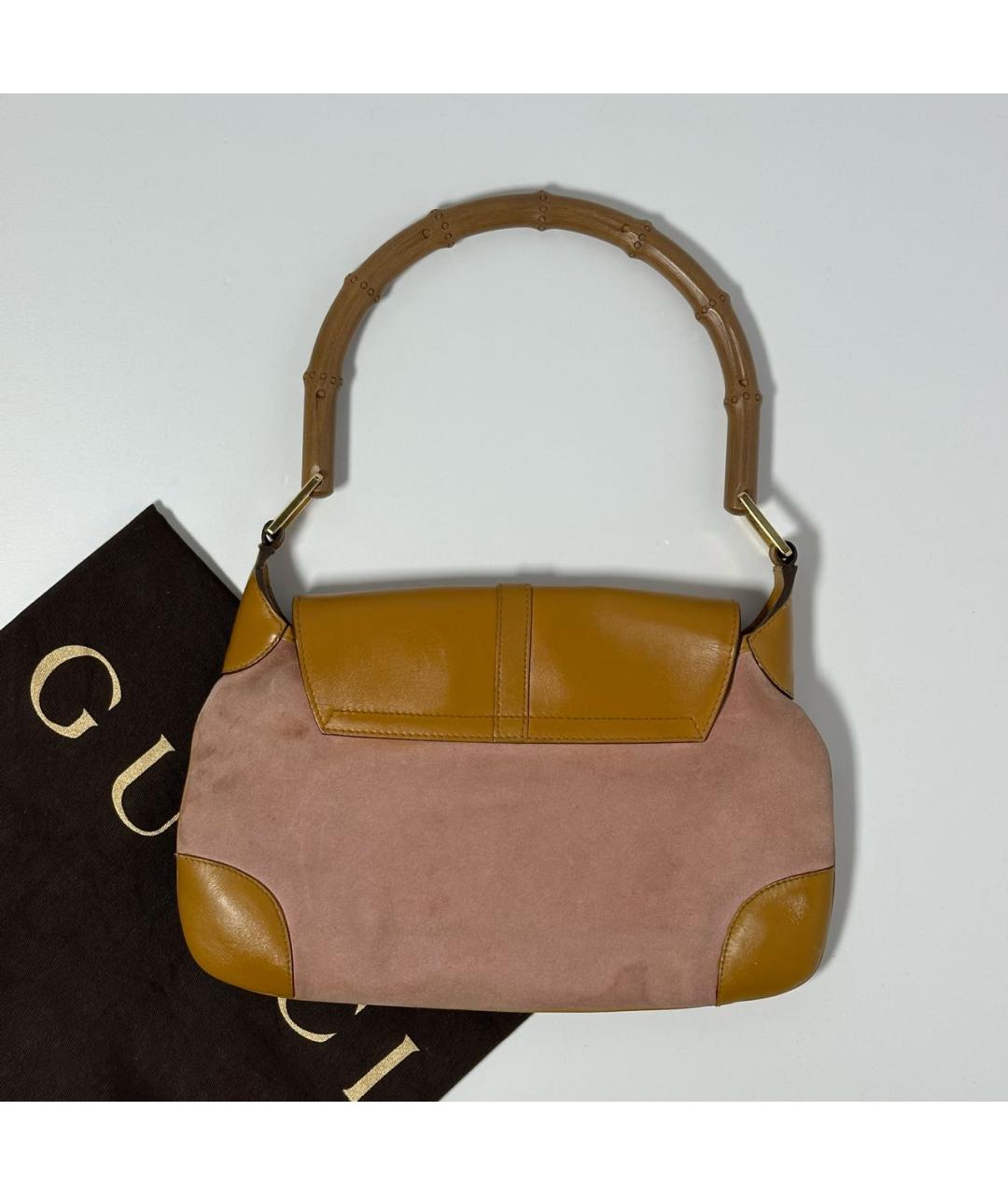 GUCCI Коралловая замшевая сумка с короткими ручками, фото 2