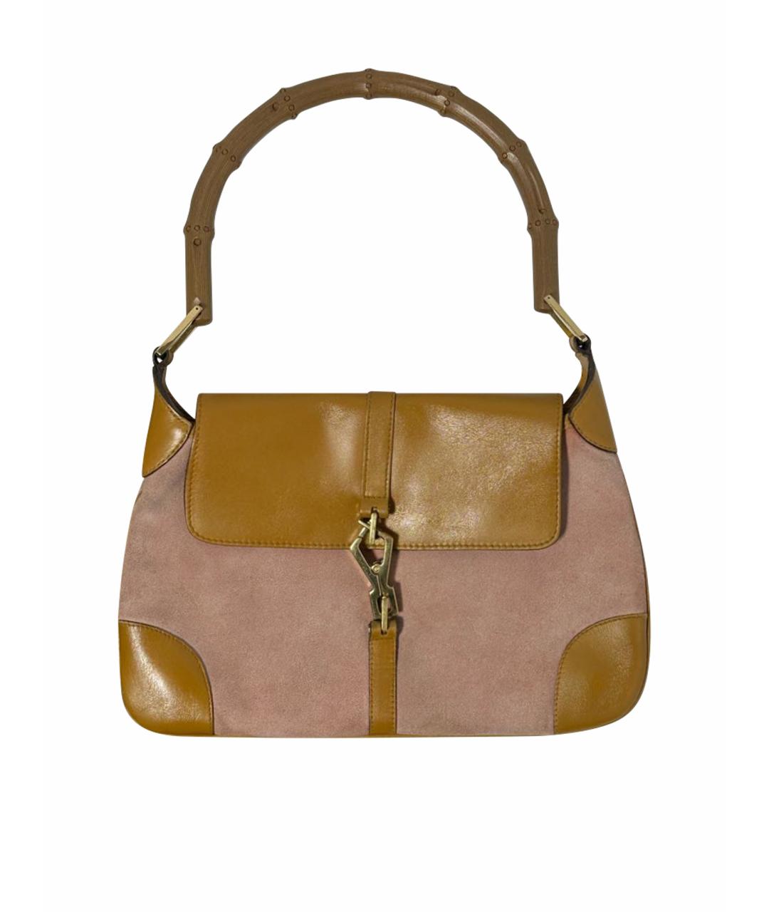 GUCCI Коралловая замшевая сумка с короткими ручками, фото 1