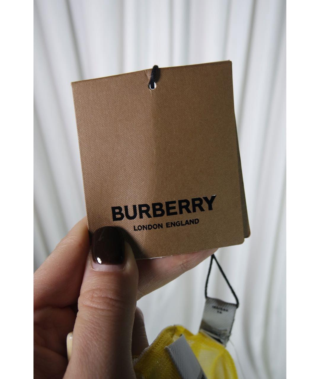 BURBERRY Желтая шелковая юбка мини, фото 5