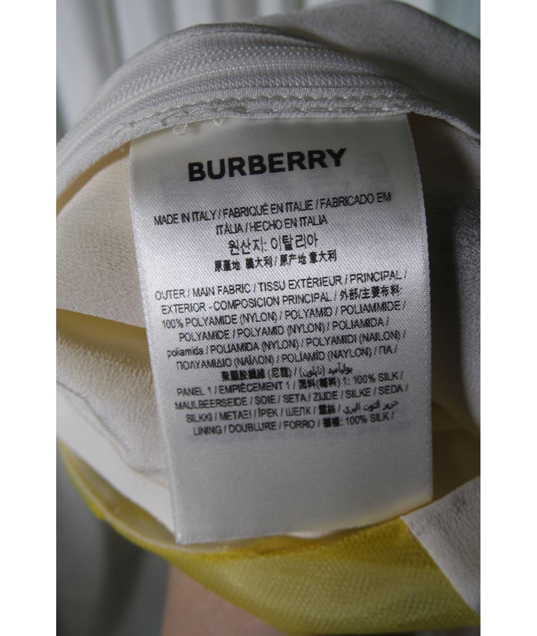 BURBERRY Желтая шелковая юбка мини, фото 7