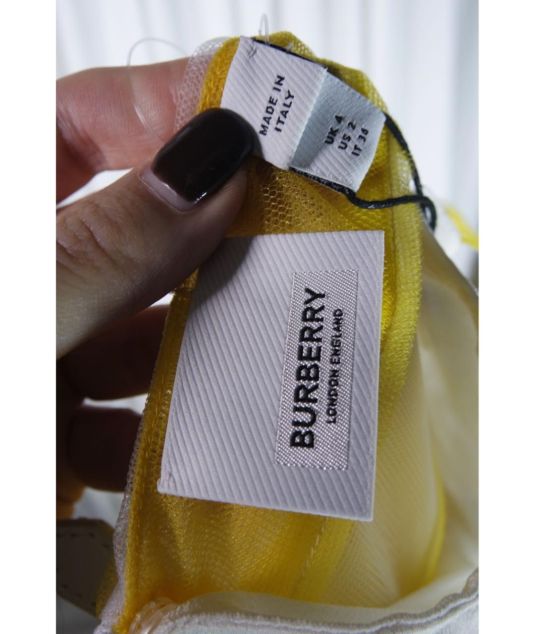 BURBERRY Желтая шелковая юбка мини, фото 6