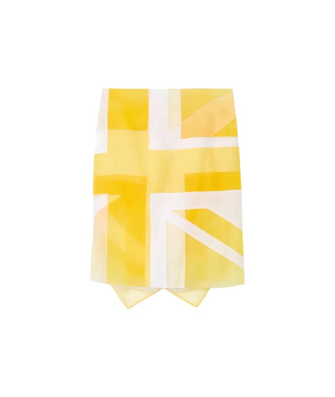 BURBERRY Желтая шелковая юбка мини, фото 1
