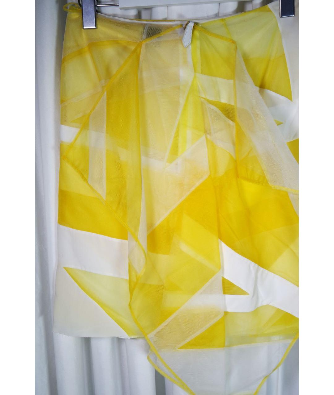 BURBERRY Желтая шелковая юбка мини, фото 8