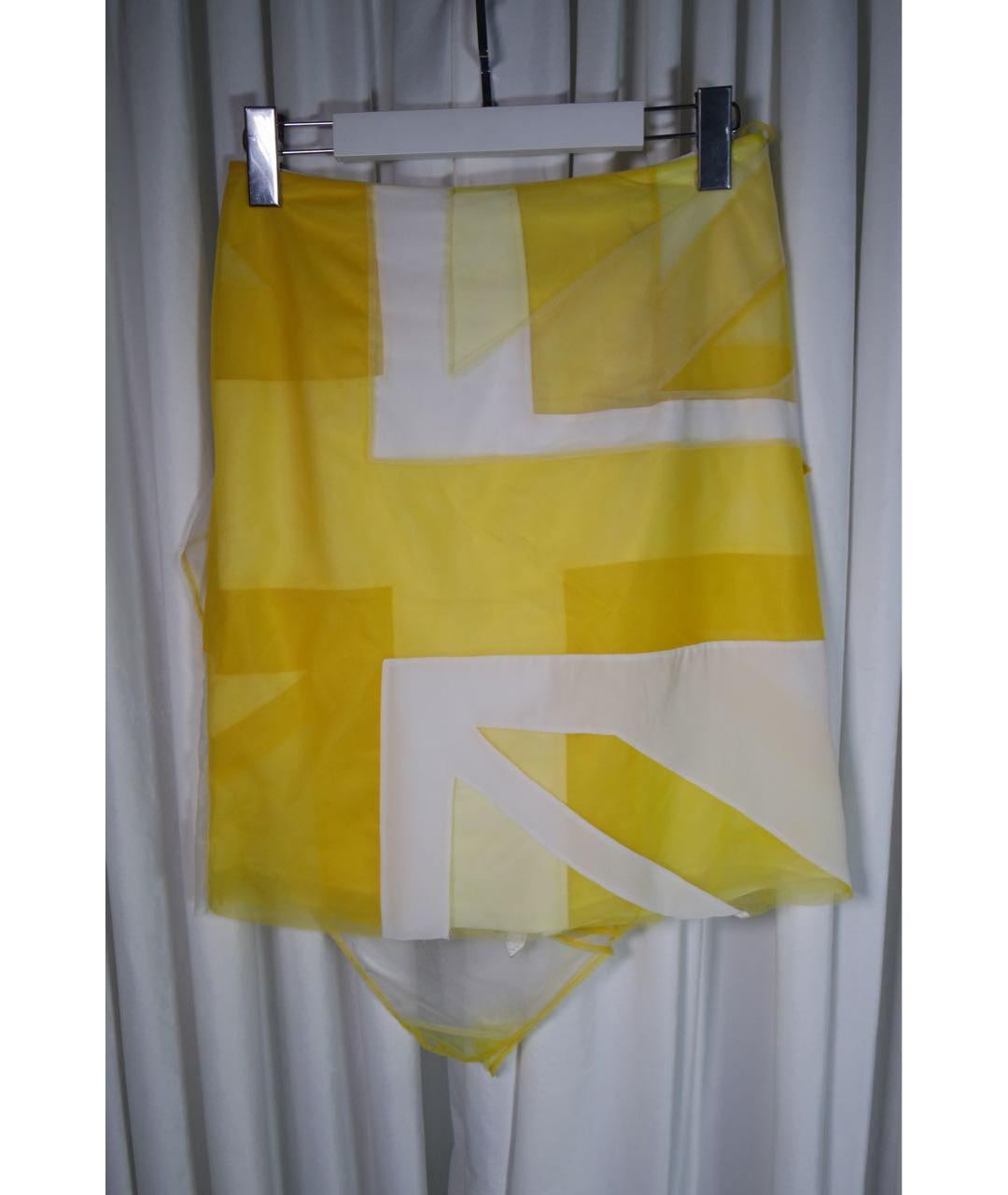 BURBERRY Желтая шелковая юбка мини, фото 2