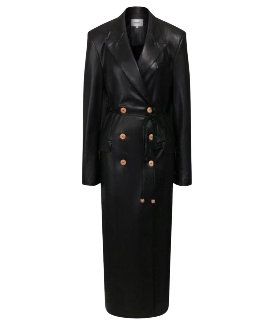 NANUSHKA Черный кожаный тренч/плащ, фото 1