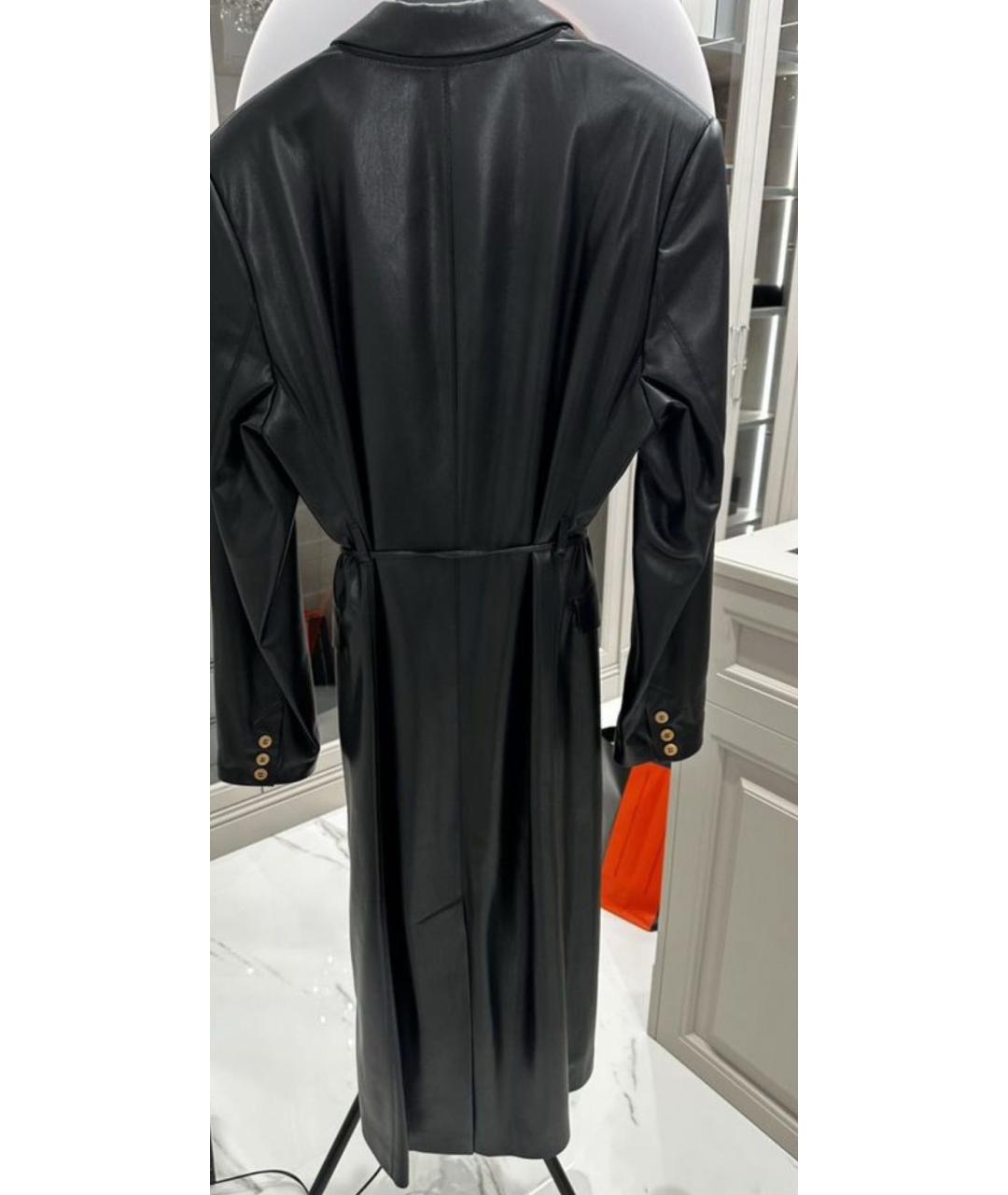 NANUSHKA Черный кожаный тренч/плащ, фото 3