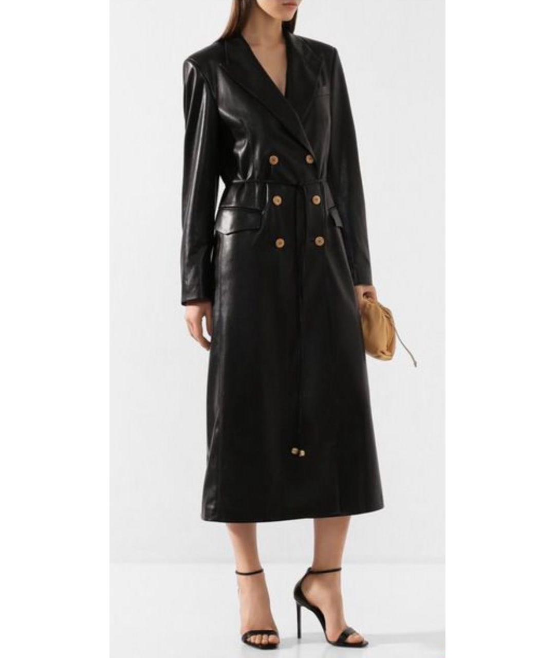 NANUSHKA Черный кожаный тренч/плащ, фото 6