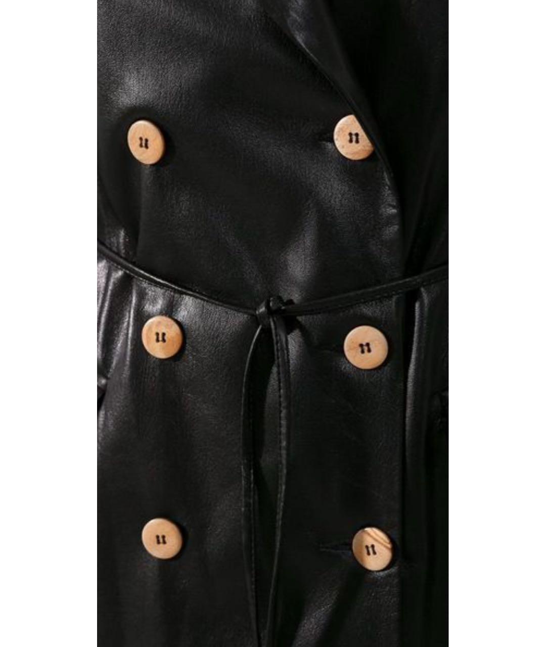 NANUSHKA Черный кожаный тренч/плащ, фото 4
